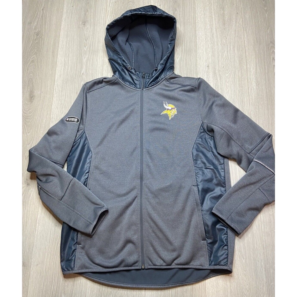 Minnesota Vikings Under Armour Jacket Men Large Gray Combine Hoodie Football Zip